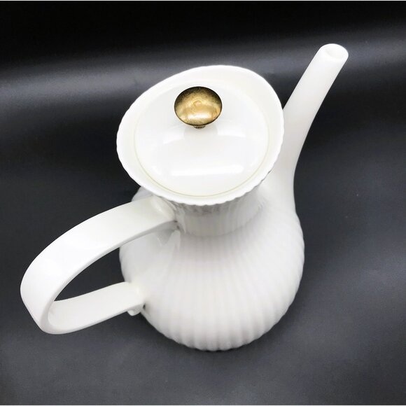 Ernest Sohn Mid Century Ribbed White Carafe Coffee Pot MCM USA Hall Collectible - Picture 4 of 10